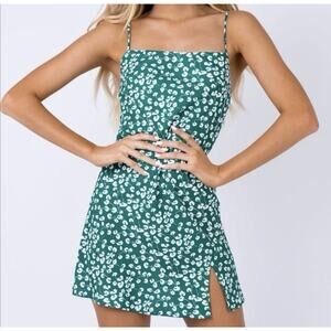 Princess Polly Green White Floral Mini Dress Size 6